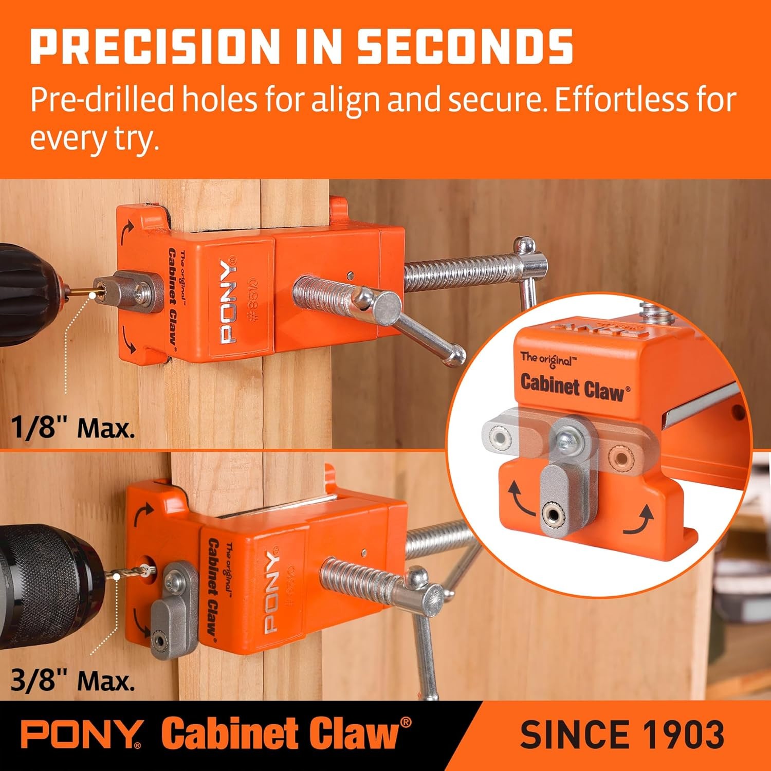 PONY 2-Pack Cabinet Clamps Face Frame Clamps for Installing Cabinets Orange USA