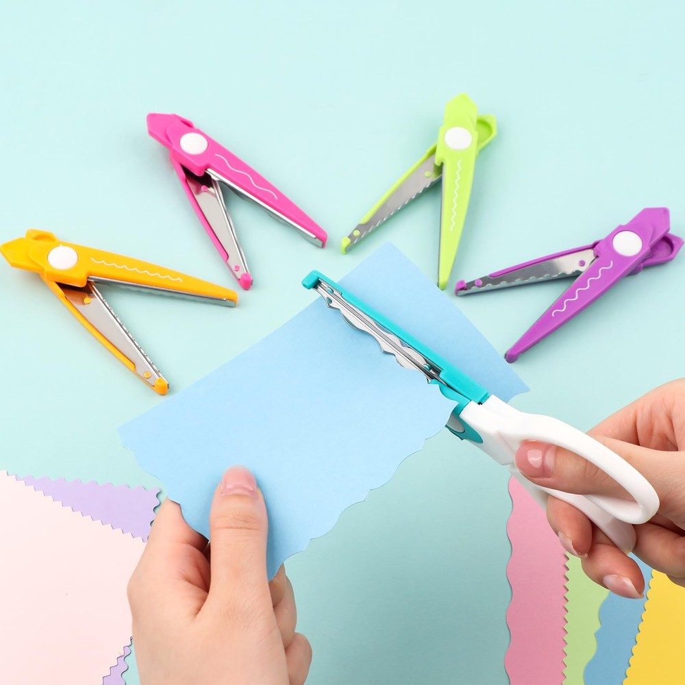 7Pcs/Set Craft Scissors Decorative Paper Edge Scissors With Storage Box Set, ...