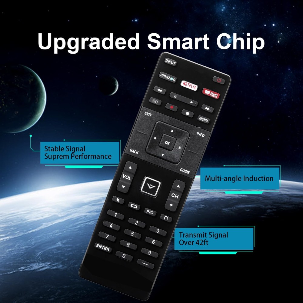 XRT122 Universal Replacement Remote Control for All Vizio Medium, Black