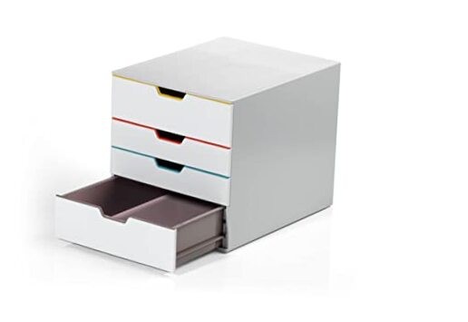 Varicolor Unit - Gray Desktop Drawer Set with 5 Color Coded Draws - 4 Drawer