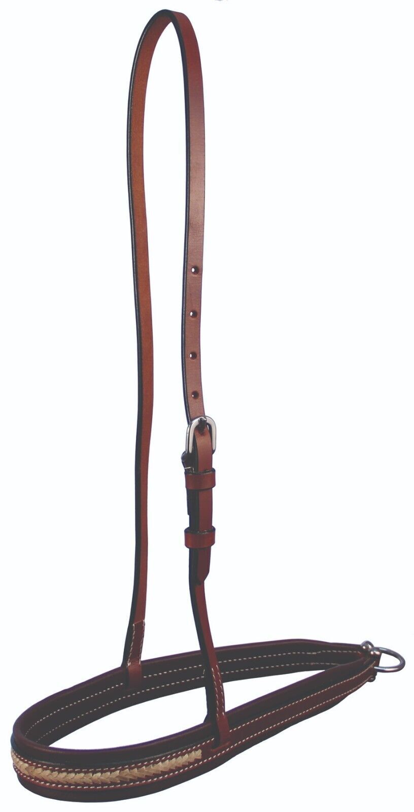 Buffalo Leather Chestnut Leather Noseband with Rawhide Lacing