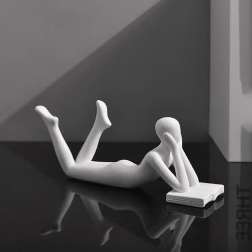 Style-B White Thinker Reads Book Decoration Reader Bookend for Thinker-white-b
