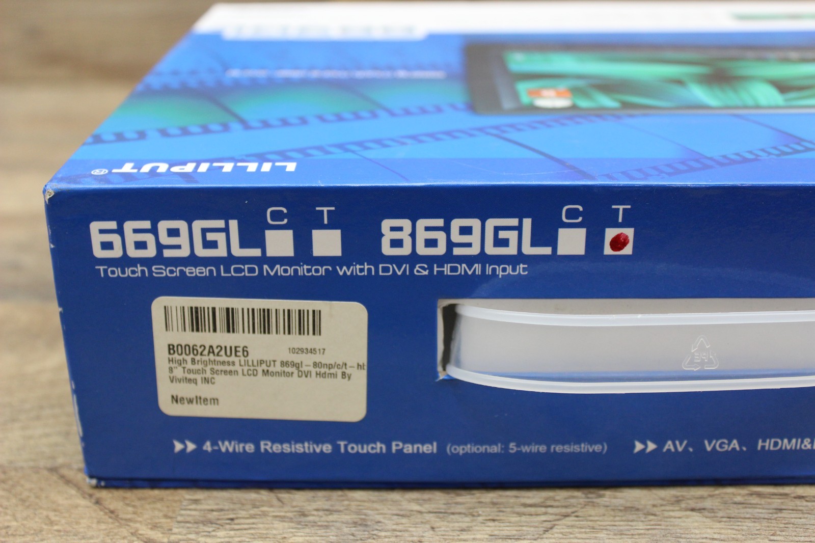 Used Lilliput 869GL 8" Touch Screen Monitor VGA HDMI Inputs for Auto / Car / PC