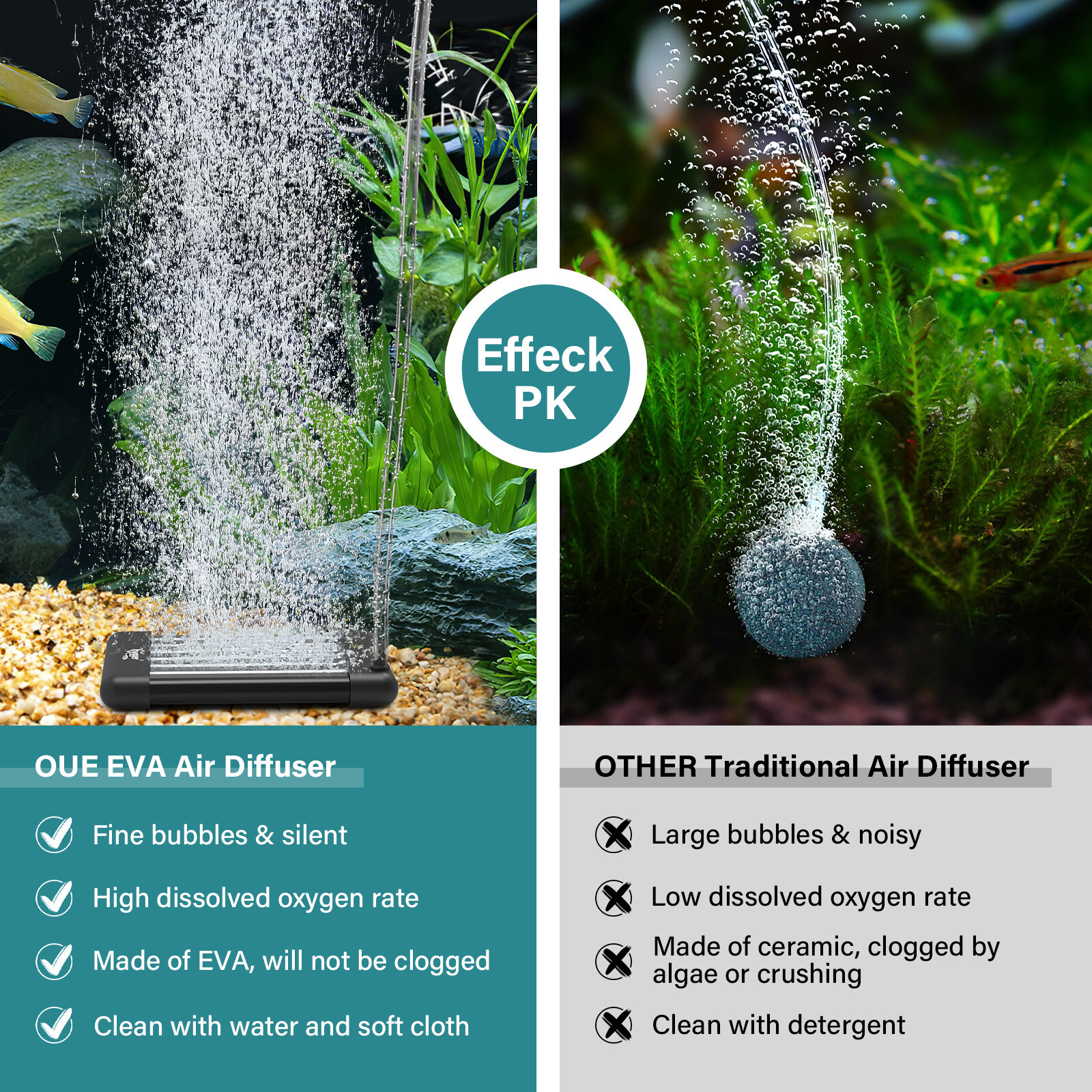 hygger Air Bubble Disk Stone Aquarium Aerator Non-Clogging Fine Bubbles Oxygen