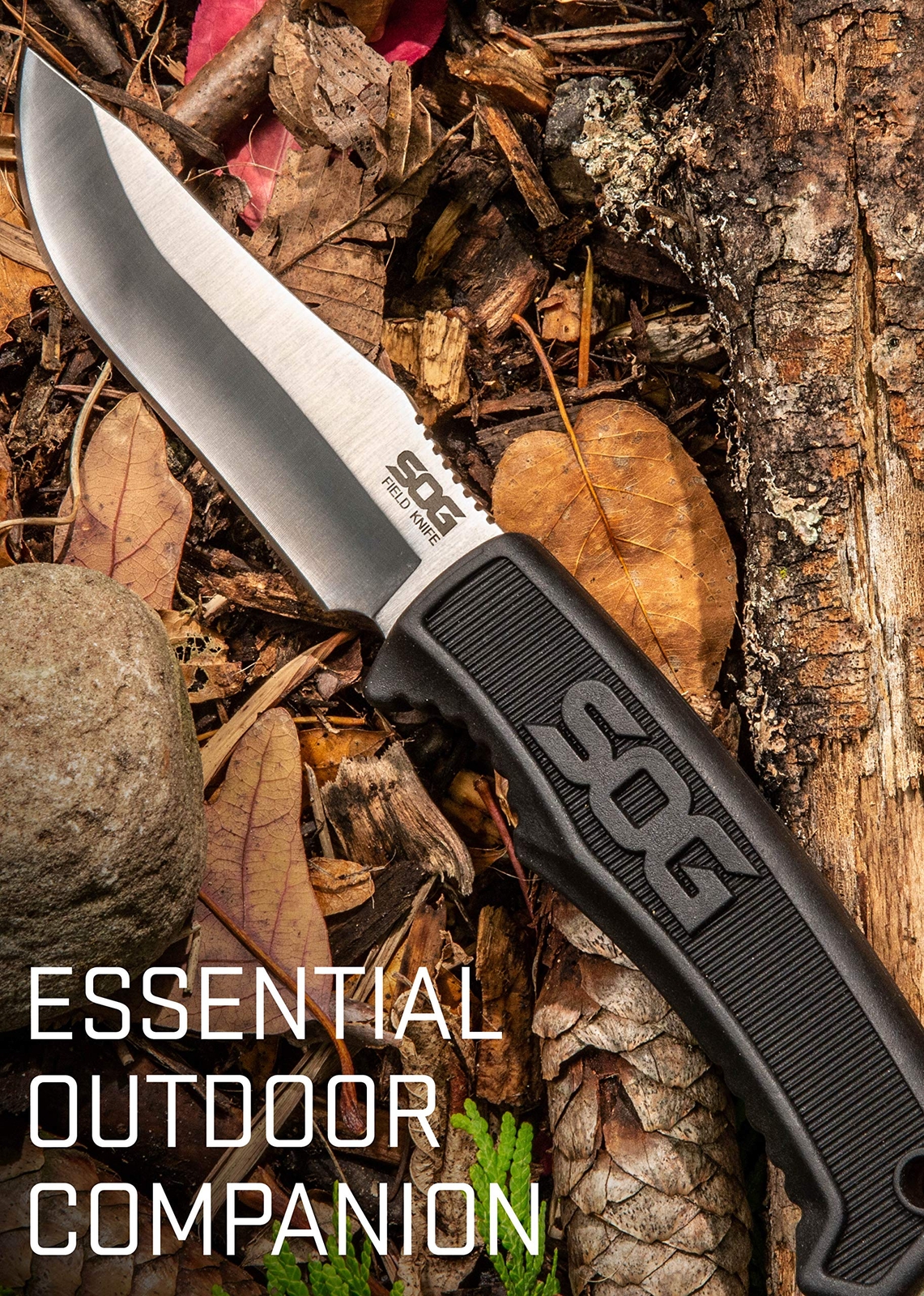 SOG Survival Knife with Sheath - Field Knife Fixed Blade Knives 4 Inch Tactical