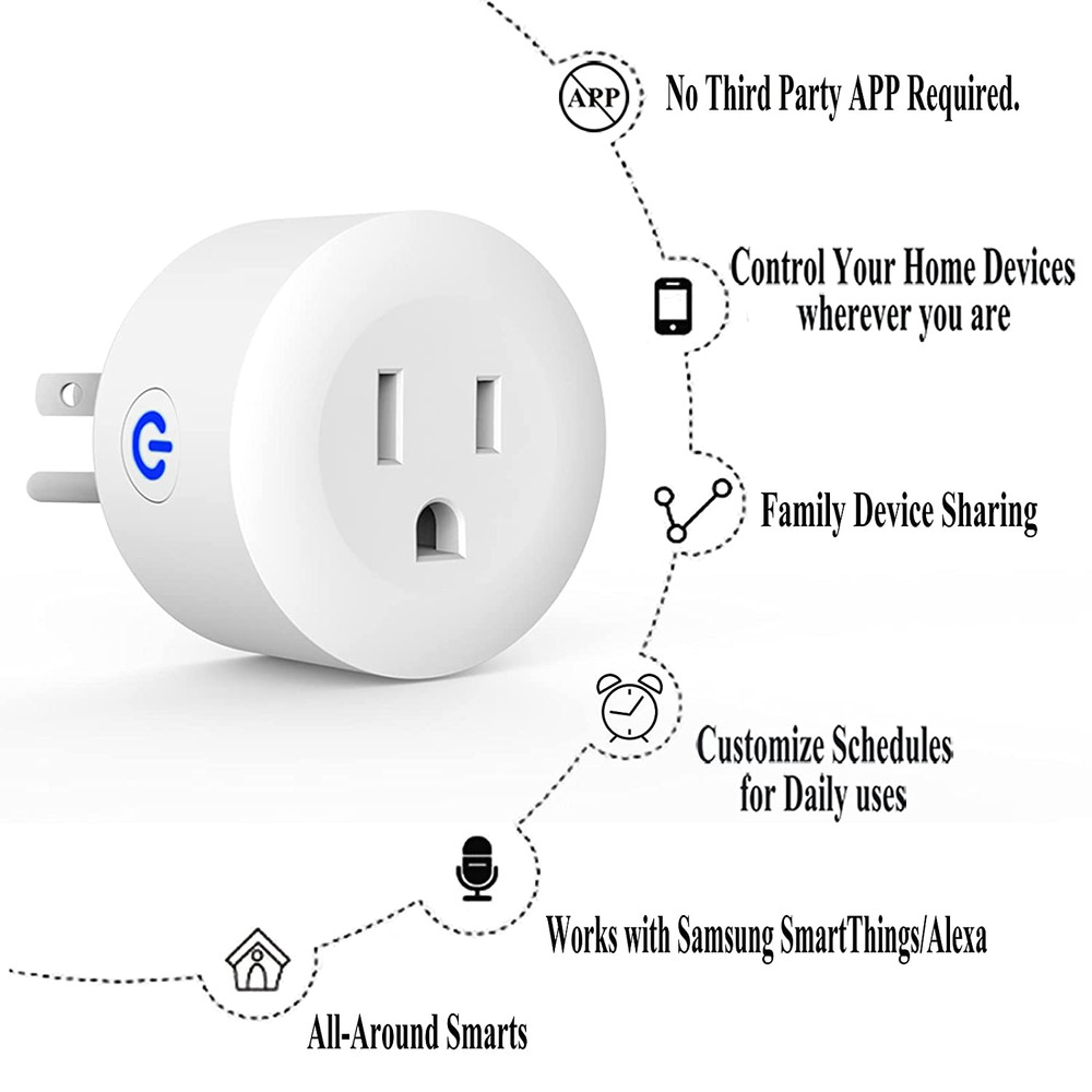 Smart Plug, Zigbee Switch Mini Smart Outlet Works with ST, , Echo (4Th Gen) Echo