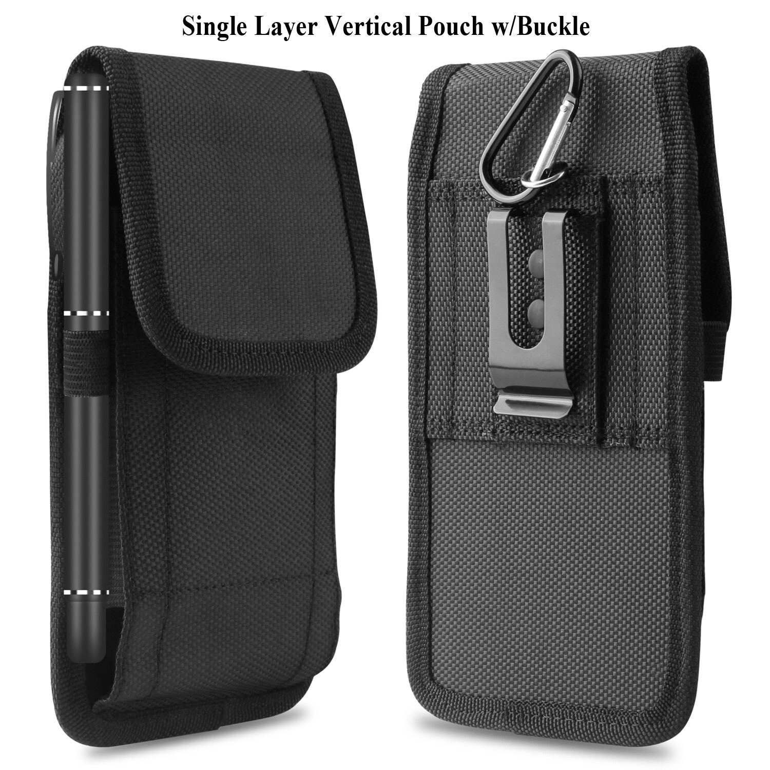 Universal Vertical Phone Holster Pouch with Belt Clip - Fits All Cell Phones