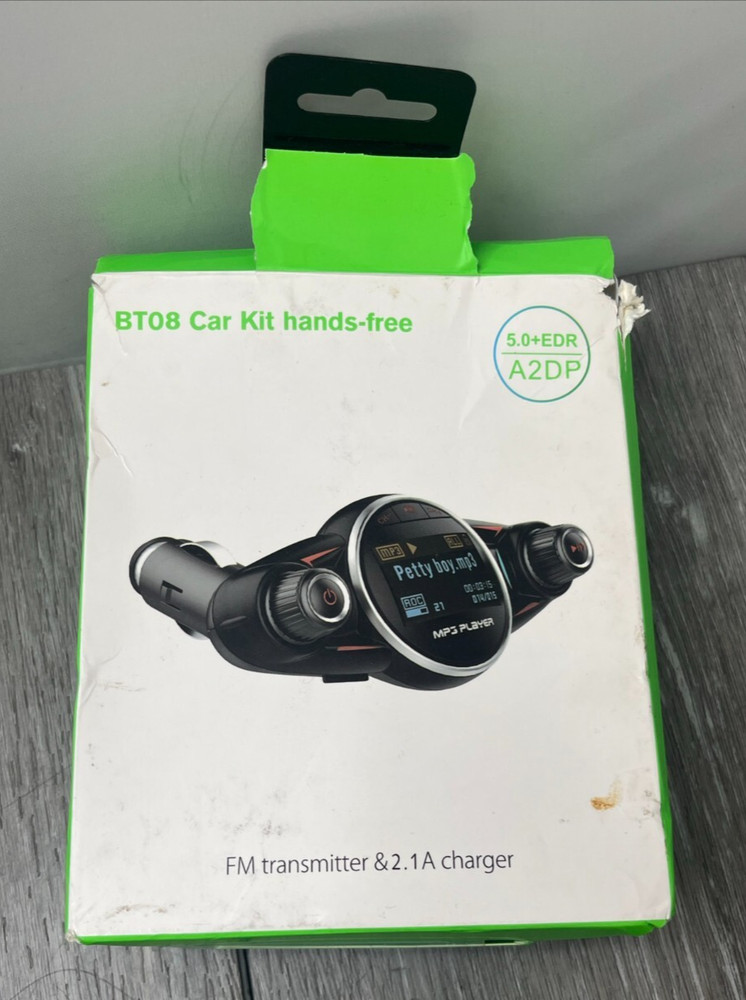 Bt08 Hands-Free Wireless Bluetooth Car Kit & Fm Transmitter, Black