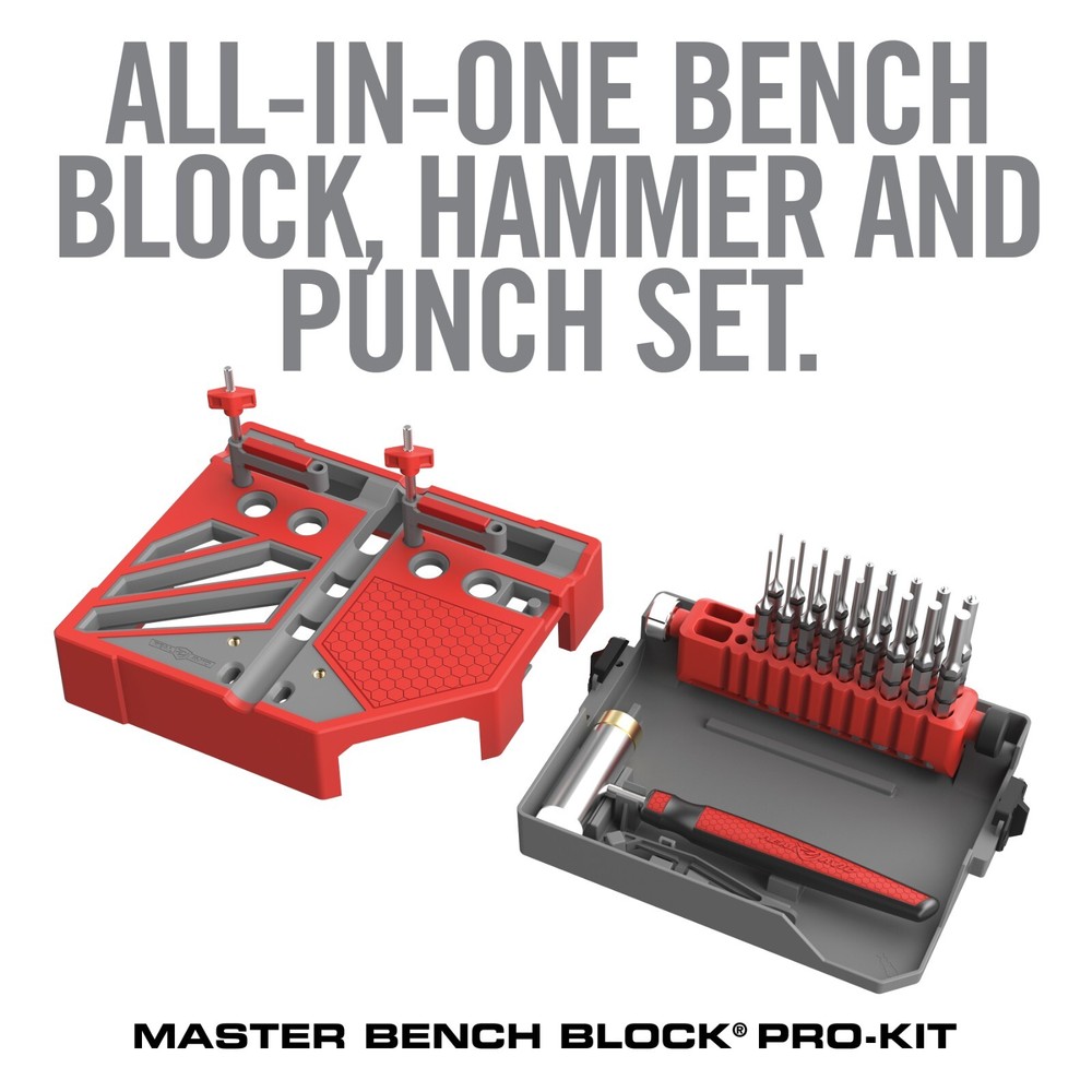 Real Avid Master Bench Block Pro-Kit - Roll Pin & Standard Punch Set + Hammer