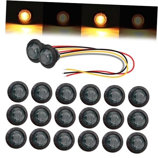 20 Pcs Strobe + Marker Lights 3/4 Inch Pack of 20 Smoked Lens Amber 20 Pcs