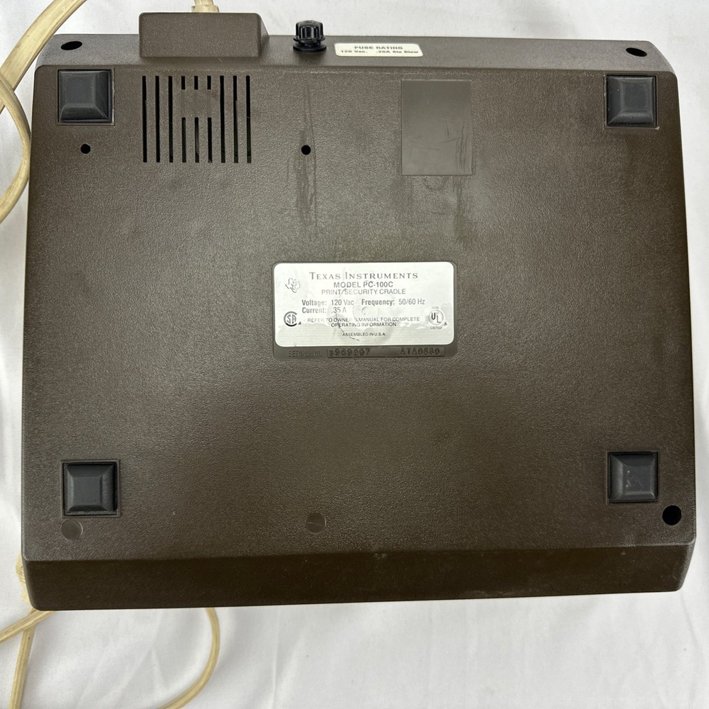 Texas Instruments PC-100C Thermal Print Security Cradle - UNTESTED Rare Vintage