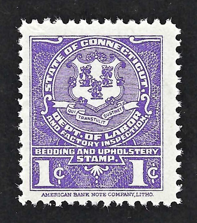 Connecticut Bedding State Revenue Stamp SRS Catolog # BD2