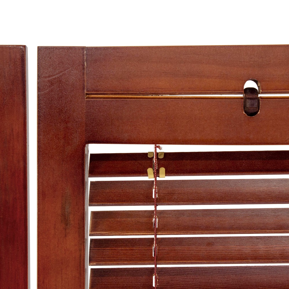 6 ft. Tall Adjustable Shutter Room Divider Walnut 4 Panel