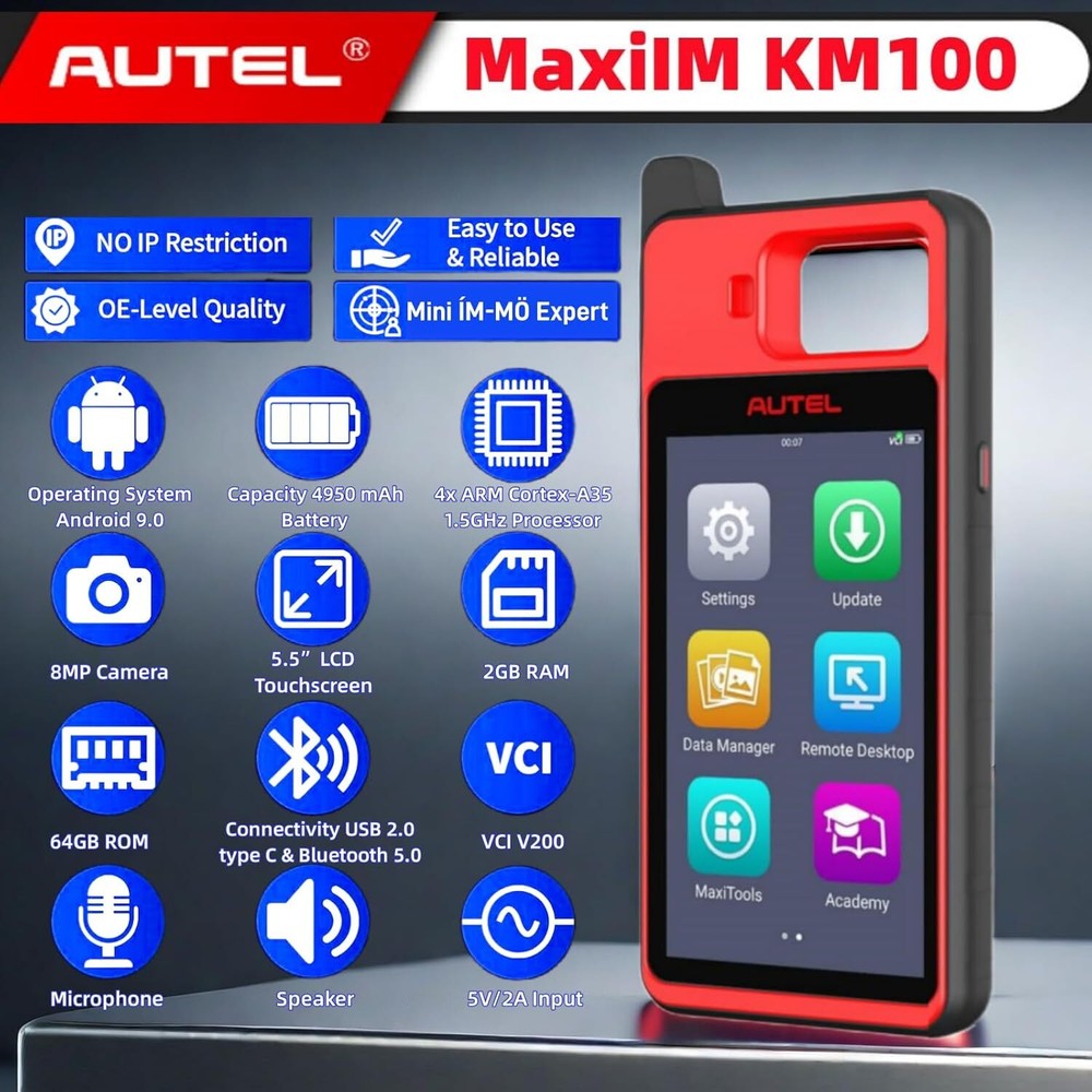 2025 Newest Autel MaxiIM KM100 Key Fob Programming Tool Programmer Immobilizer