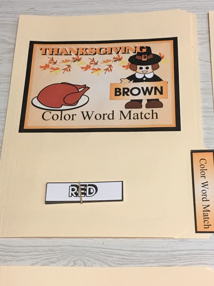 Thanksgiving - 5 File Folder Set  - Activity Set - Teaching -