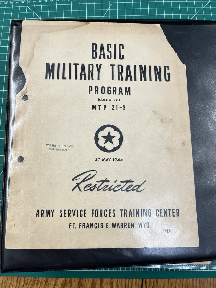 WWII US Army Basic Military Training Program Binder 1944