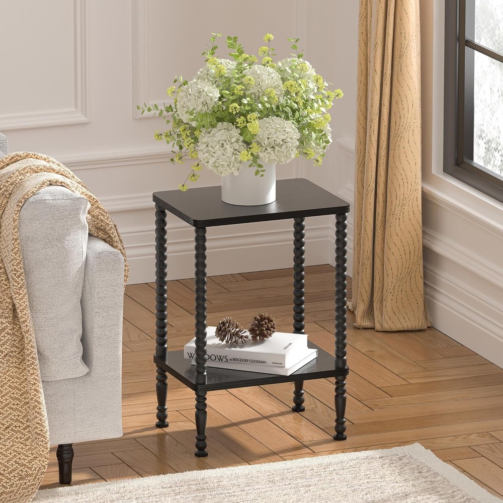 Side Table, Small End Table, 2-Tier Nightstand with Storage Shelves, Coffee Tabl