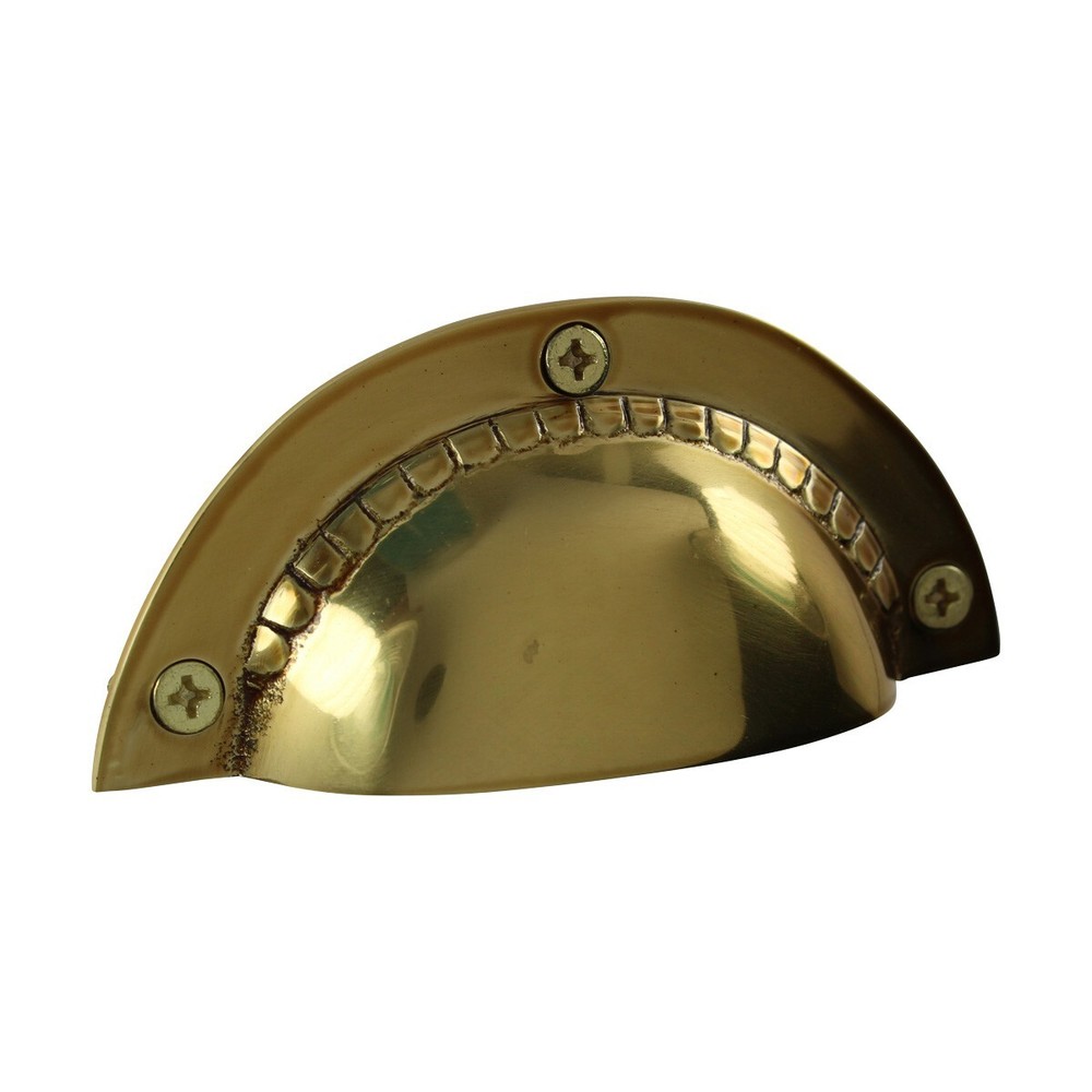 Cabinet Bin Pull Bright Solid Brass Cup Hooded Drawer Pull for Kitchen Cabinets