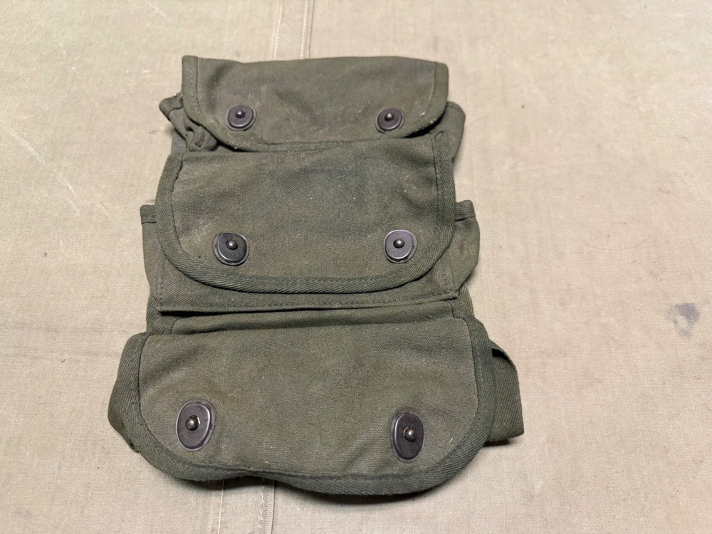 ORIGINAL WWII US ARMY M1942 3 CELL GRENADE CARRY POUCH-1945