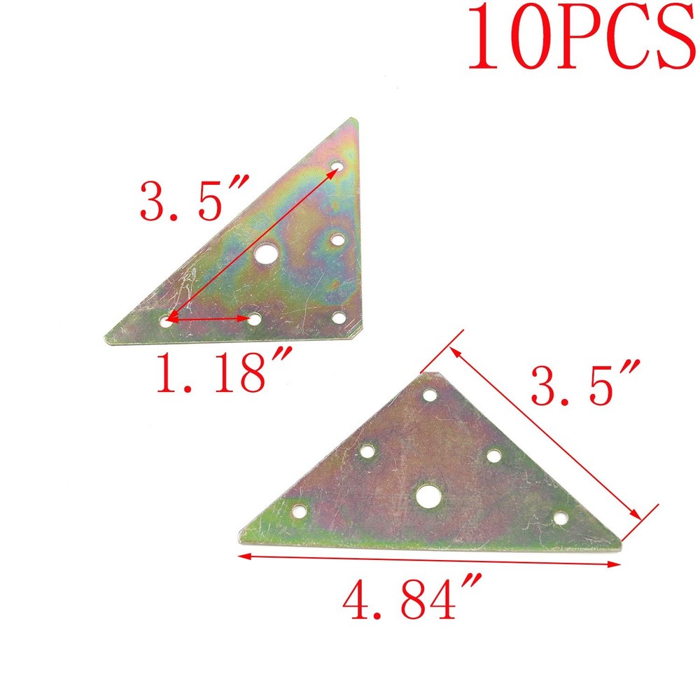 10-Pack Triangle Mending Plates Flat Brace Bracket Black Straight Fixing Join...