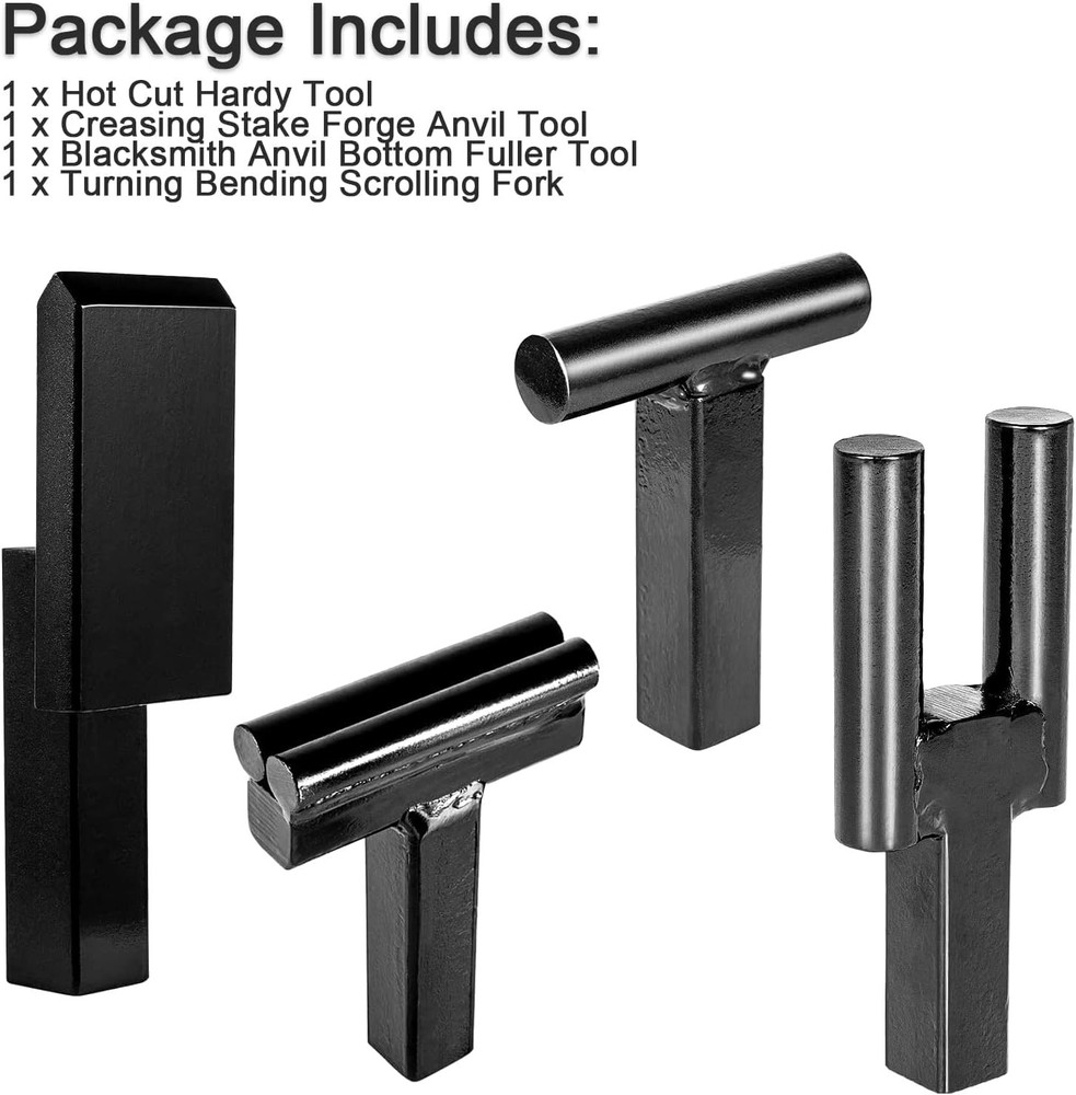 1 inch Blacksmith Anvil Hardy Hole Tools Set Blacksmithing Forging Tool (4PCS)