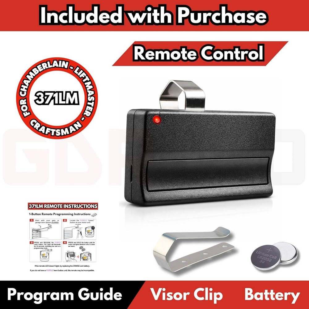 Replacement Garage Door Remote for Liftmaster 371LM - Purple Button, 120ft Range