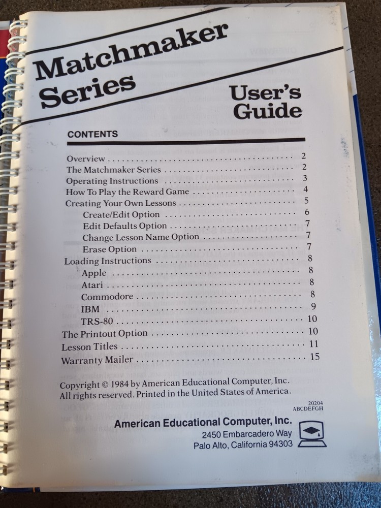 Commodore 64 A+ World History Matchmaker Series Computer Software Tested/Works