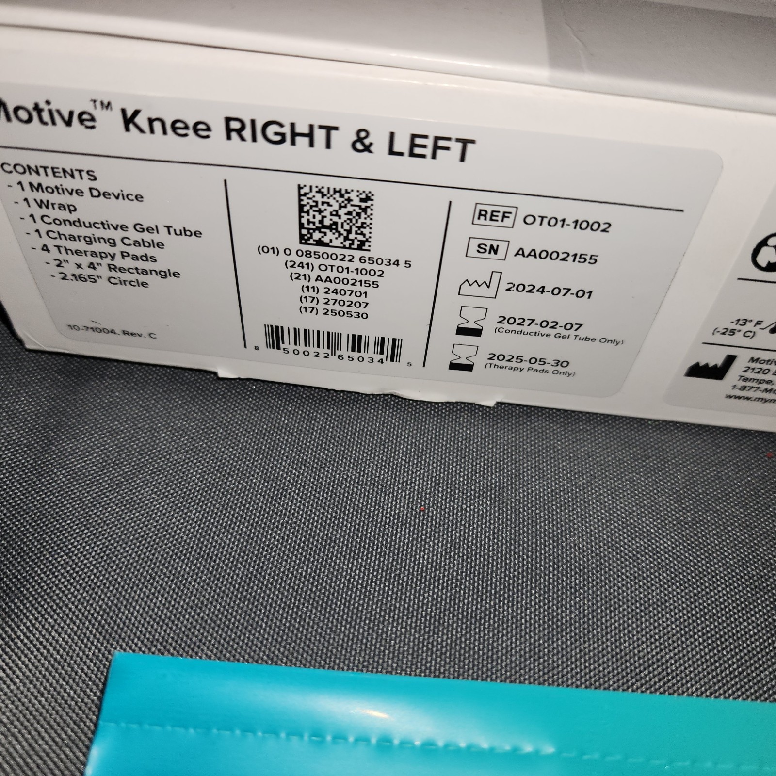 Motive Knee Pain Relief Therapy Brace Device Left Right Knee