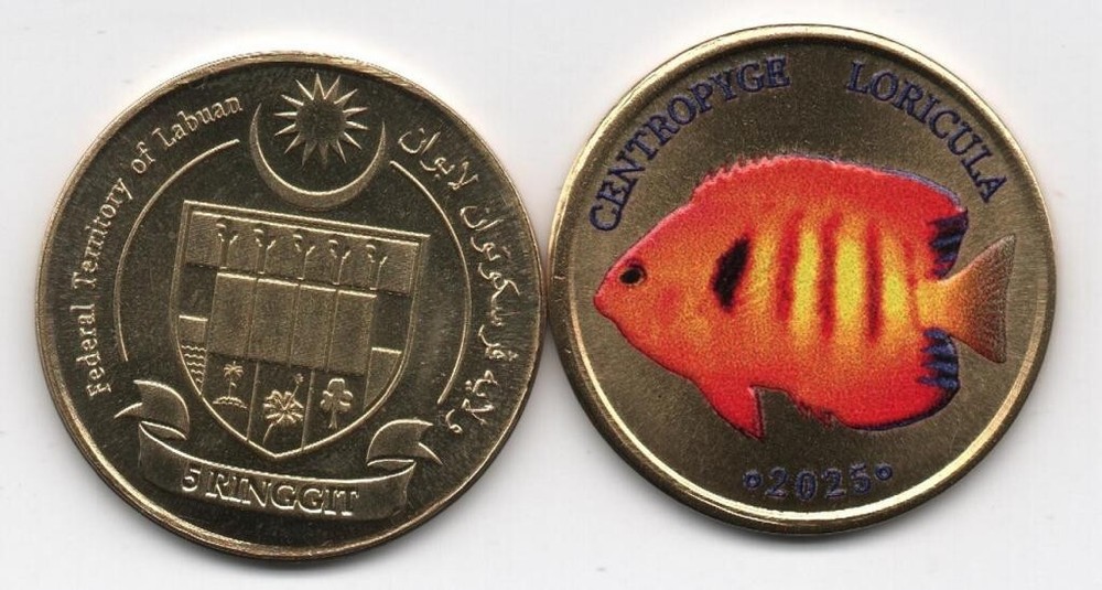 Labuan - 5 Ringgit 2025 UNC Fish Centropyge Loricula Lemberg-Zp