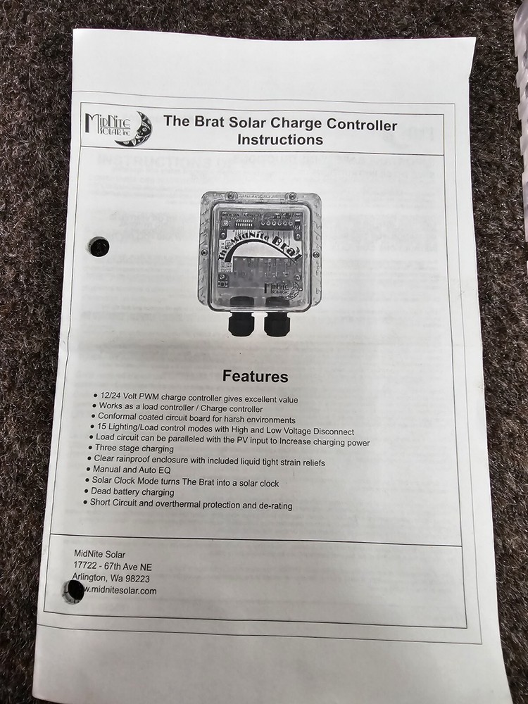 Midnite The Solar Brat Charge Controller 30A PWM w/Lighting Controller & Load US