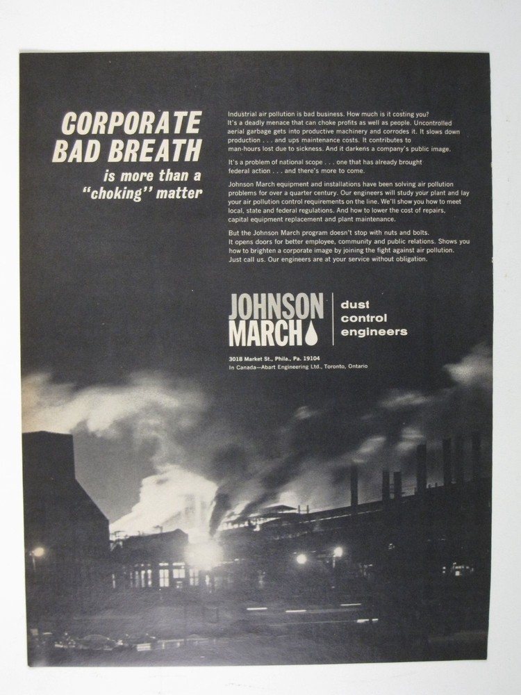 Corporate Bad Breath Air Pollution Advertisement Johnson March Dust Engineers