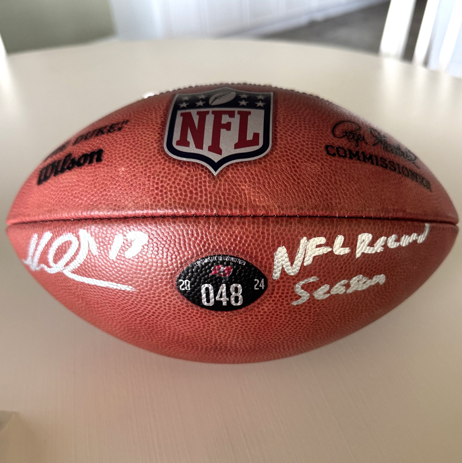 Mike Evans GAME USED💪Signed + Inscribed Ball Tampa Bay Buccaneers 24-25 Season