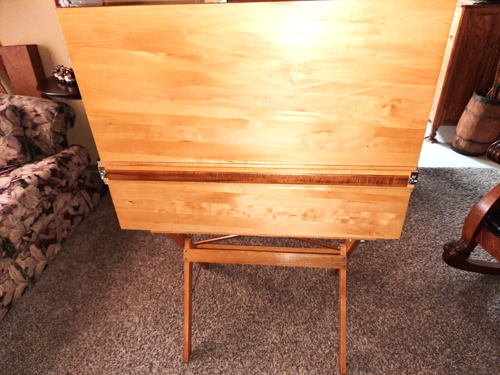 Pine-Top Wooden Drafting / Drawing Table w/Parallel Arm