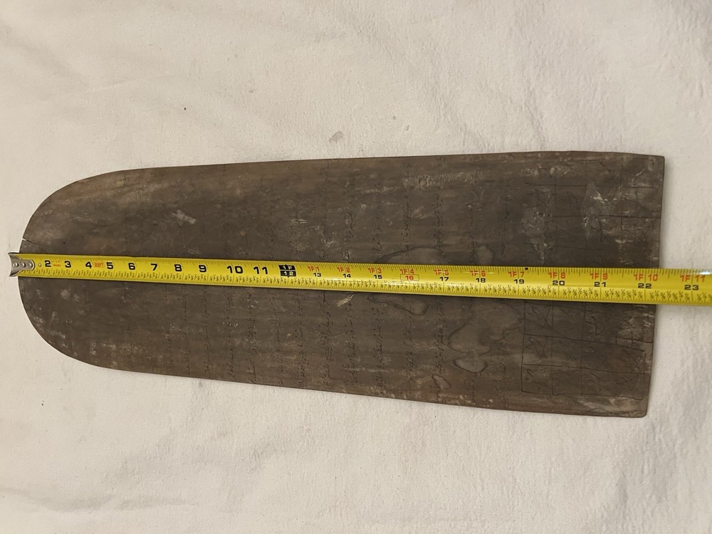Antique Islamic Wooden Writing Tablet with Arabic Script & Geometric Symbols