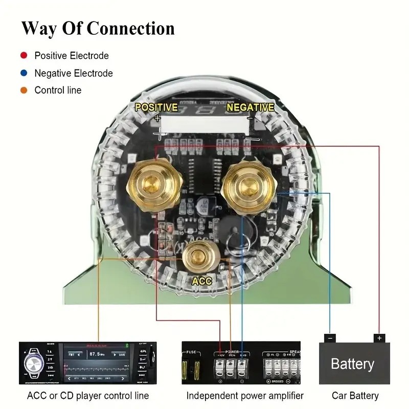 9.0 Farad Capacitor Car Audio Digital Voltage Power Amp Sub Modified LED light