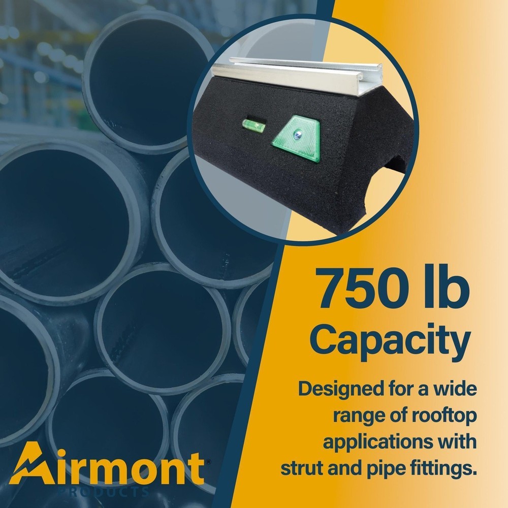 Rooftop Block Support – Single Base with Channel | Heavy-Duty Recycled Rubber...