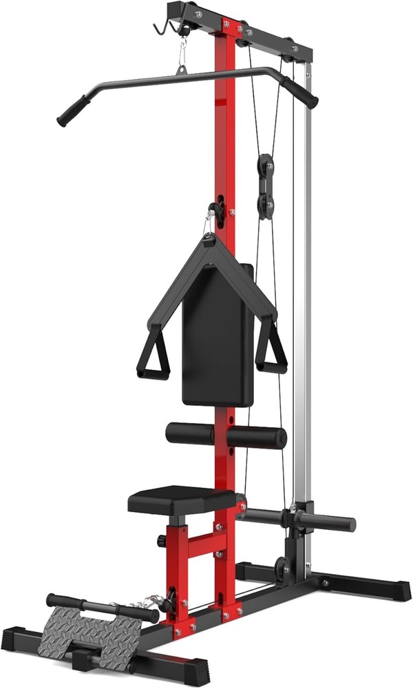 Lat Pull Down Machine System Workout Equipment w/ Seat & Knee Support 500LB