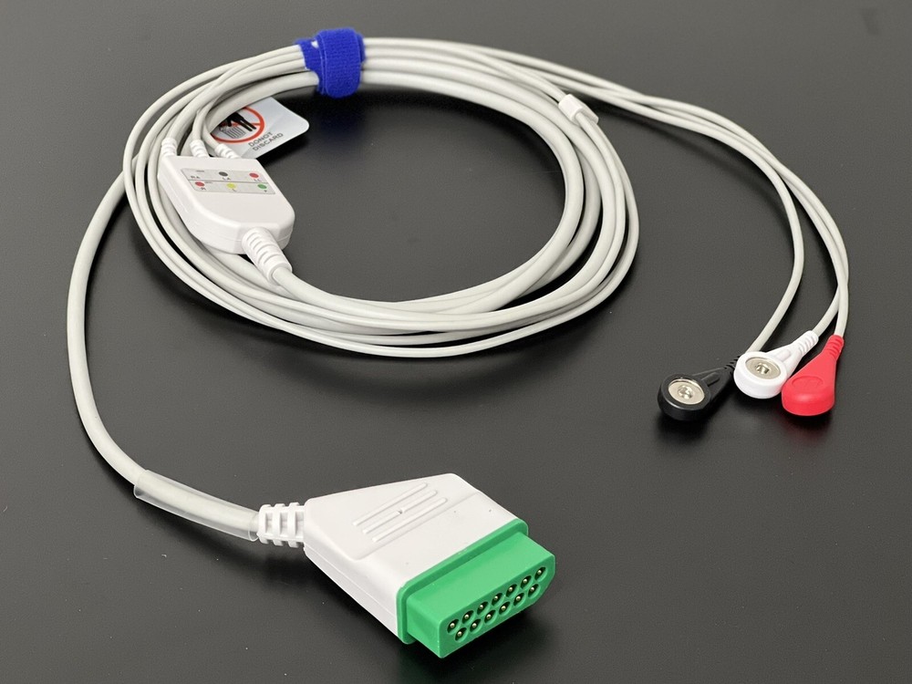 Nihon Kohden ECG Cable 3 Leads Snap Compatible - Same Day Shipping