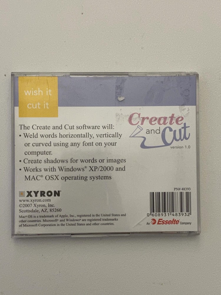 Create and Cut Software Xyron CD-ROM Mac PC Wish It Cut It Complete