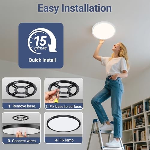 2640LM LED Flush Mount Ceiling Light, 24W Dimmable & 5 CCT 6 Pack White