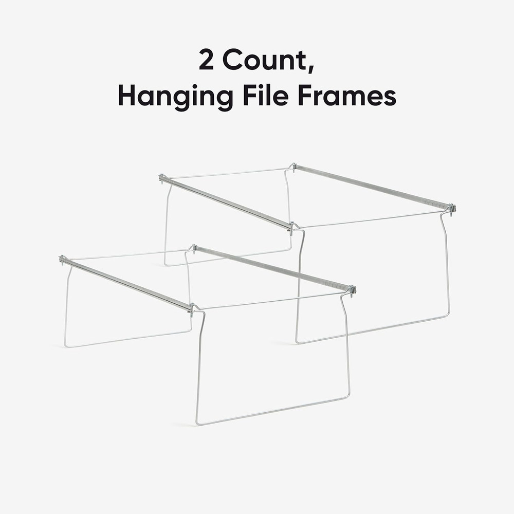 Steel Hanging File Folder Frames, 2 Count, Gray, Adjustable Depth 23" to 27", Le