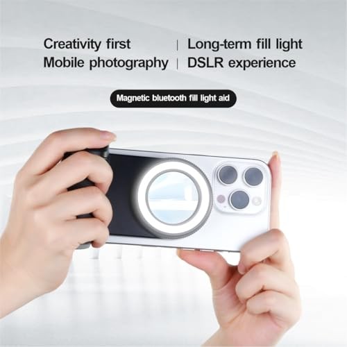 Magnetic Selfie Ring Light Phone Camera Grip Handle with Wireless Bluetooth