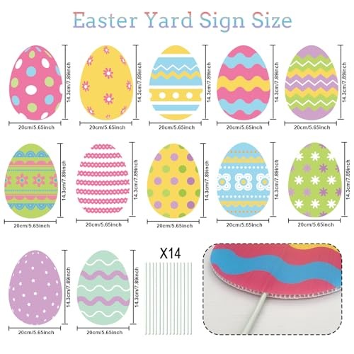 12Pcs Cute Easter Egg Decorations for Yard Lawn Patio 12Pcs Colorful Egg