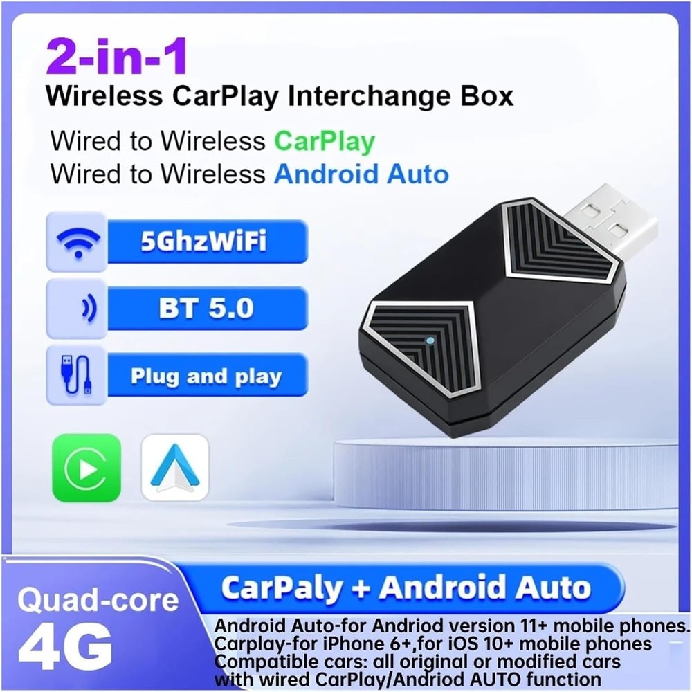 USB Wireless CarPlay Adapter For iPhone Apple Wireless Dongle Plug ＆Play Black