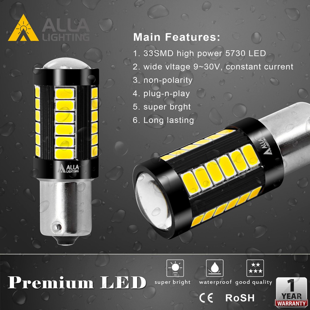 ALLA LIGHTING LED 6000K White Back Up Light Bulb Reverse Light Lamp 1076 BA15D