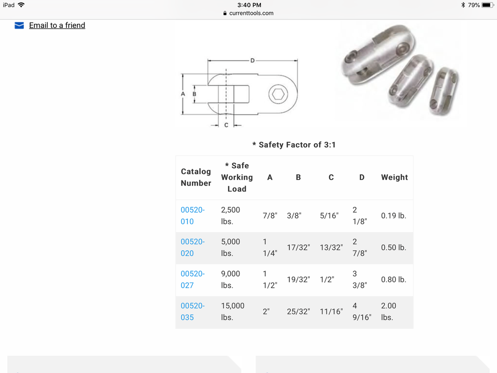 Current Tools 00520-027 can-link connector 9000LBS. NIB