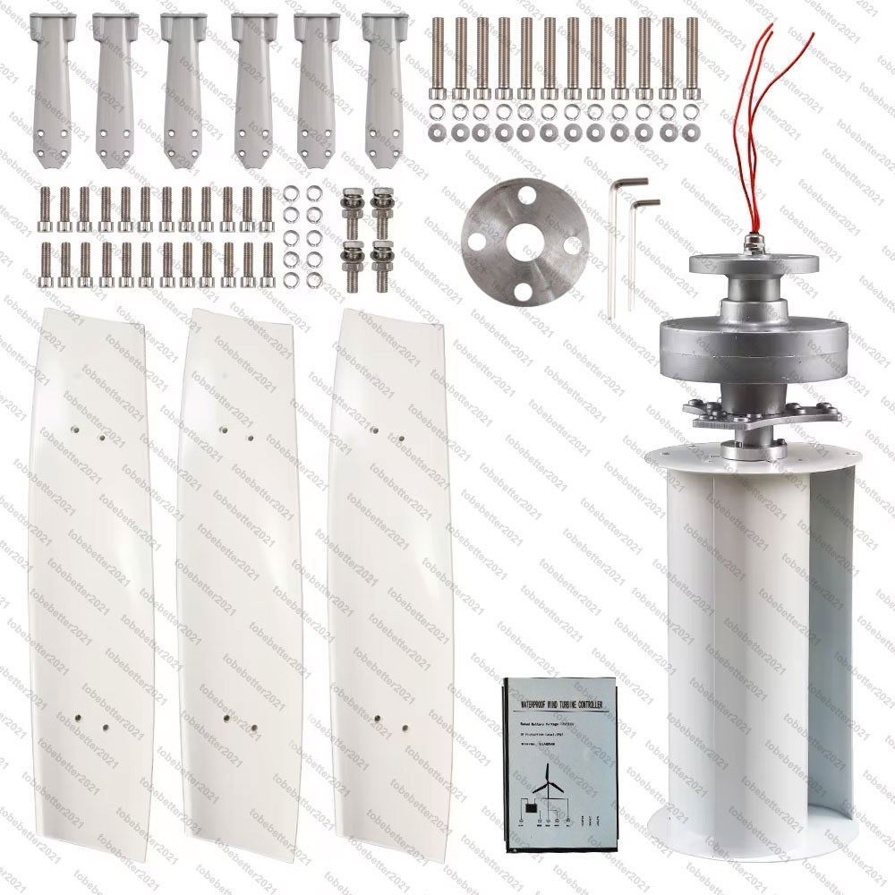 3000W Vertical Axis Wind Turbine Generator with Controller Kit Max 12V 24V 48V