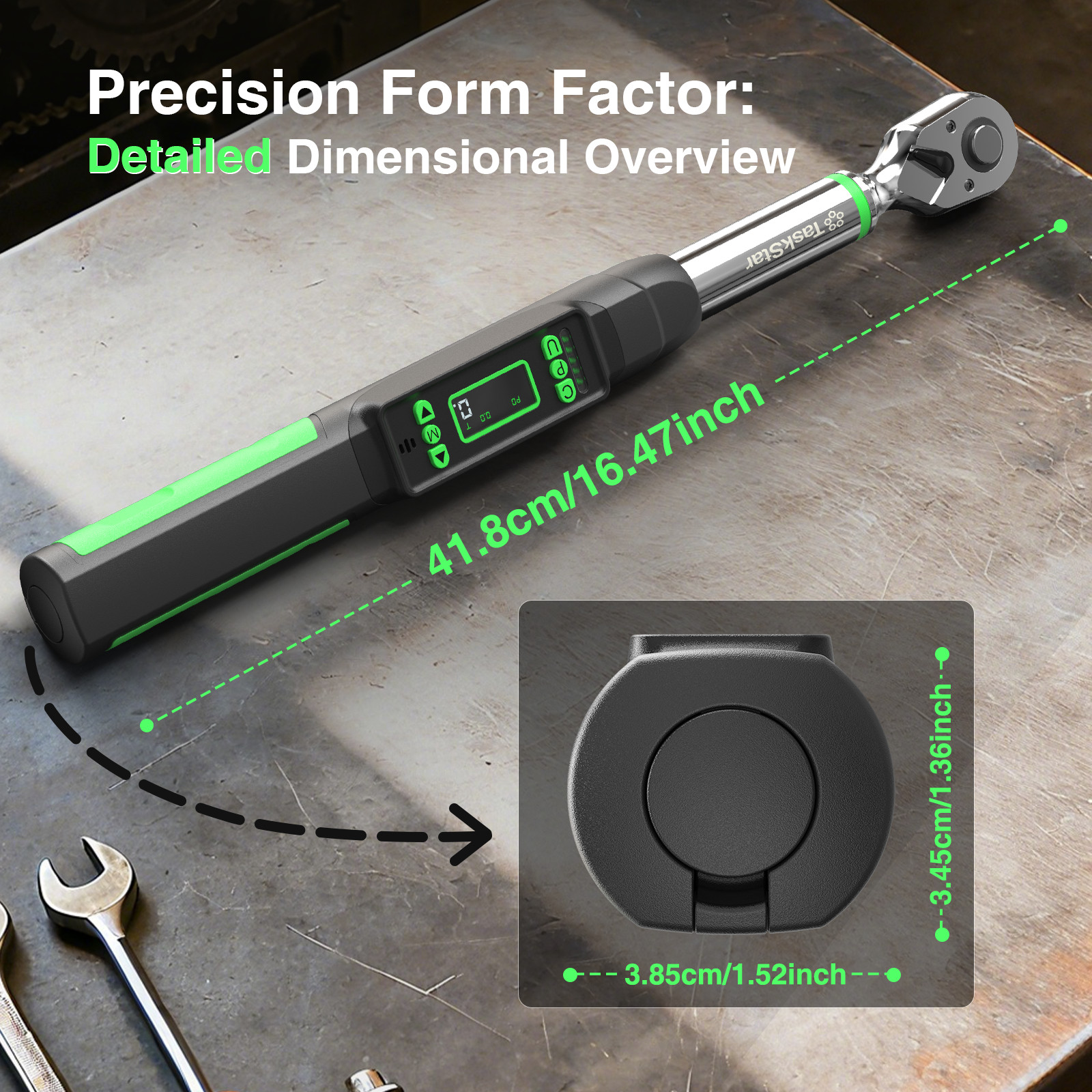 Taskstar 3/8" Digital Torque Wrench 0–220 Nm/0–162 ft-lbs Electric Torque Wrench