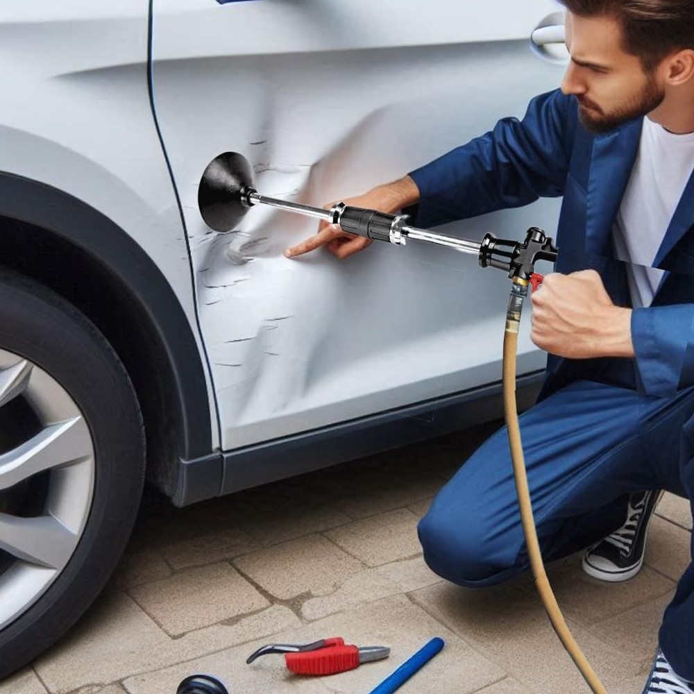 Powerful Paint-Safe Pneumatic Dent Puller, Compatible with Central Pneumatic Au