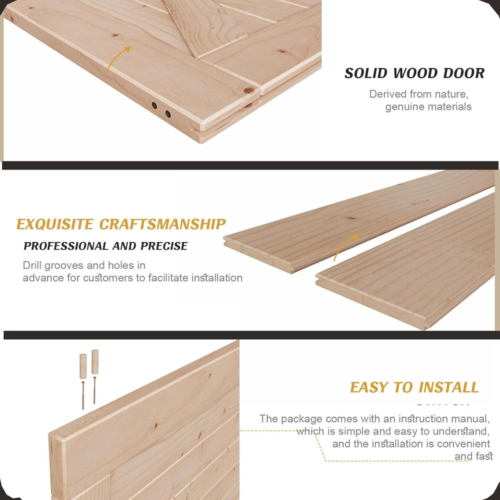 48" x 80" Solid Spruce Sliding Barn Door with 8FT Hardware Kit - Assembly Requir